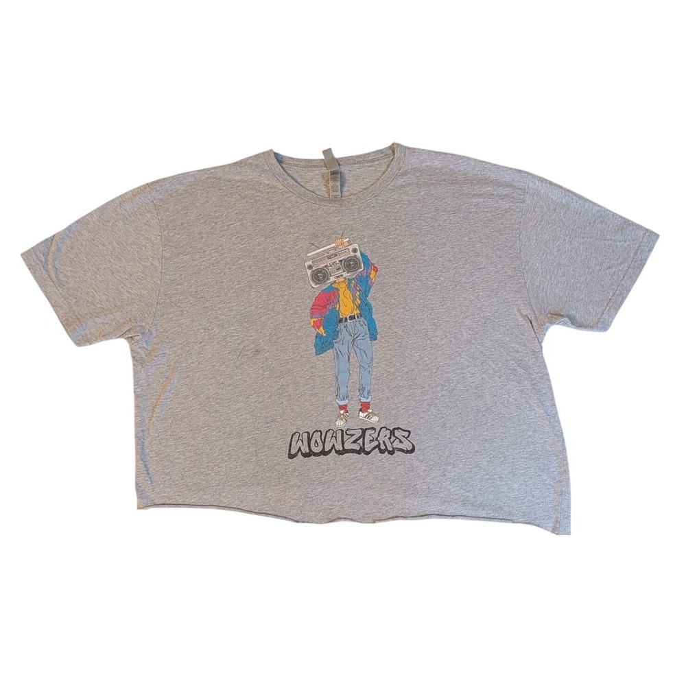 Next Level Wowzers Boombox Head Graphic Crop Top Gray XXL Retro Streetwear Tee
